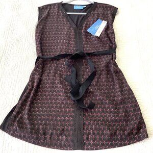 NWT Simply Vera Black Pink Blue Sleeveless V-Neck Tunic Rhinestones Size S